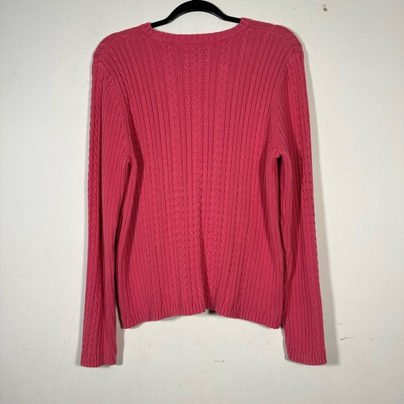 Marsh Landing by Amanda Smith Pink rose coral Cable Knit Crew Neck Sweater L‎ - Picture 4 of 14